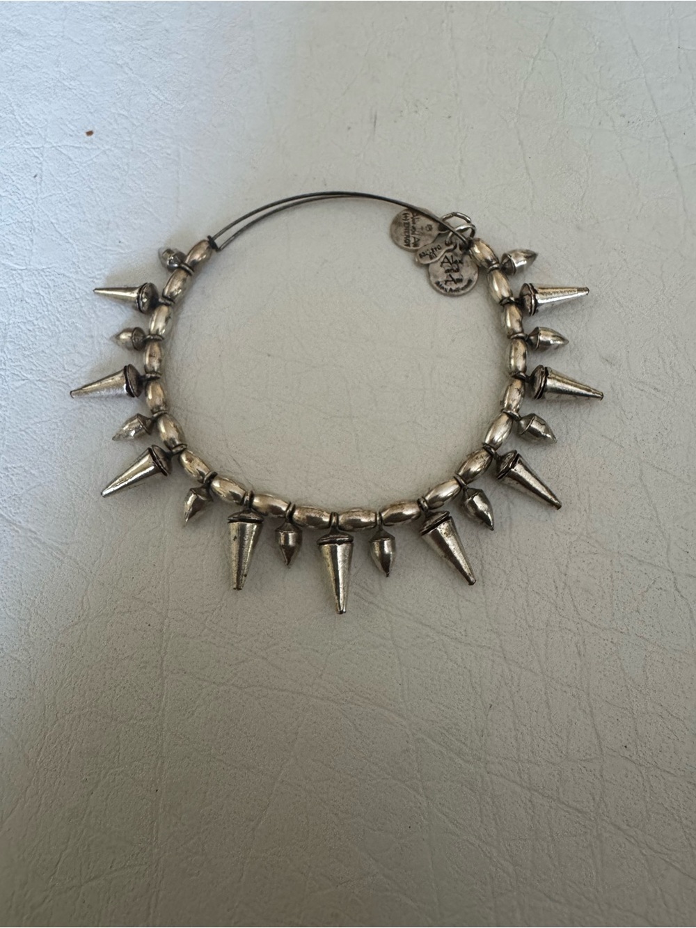 Alex and Ani Silver Spike Charm Expandable Bangle - Picture 2 of 3